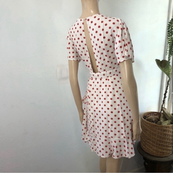 J.O.A wrap mini V-neck polka dots dress size :M - Picture 8 of 16